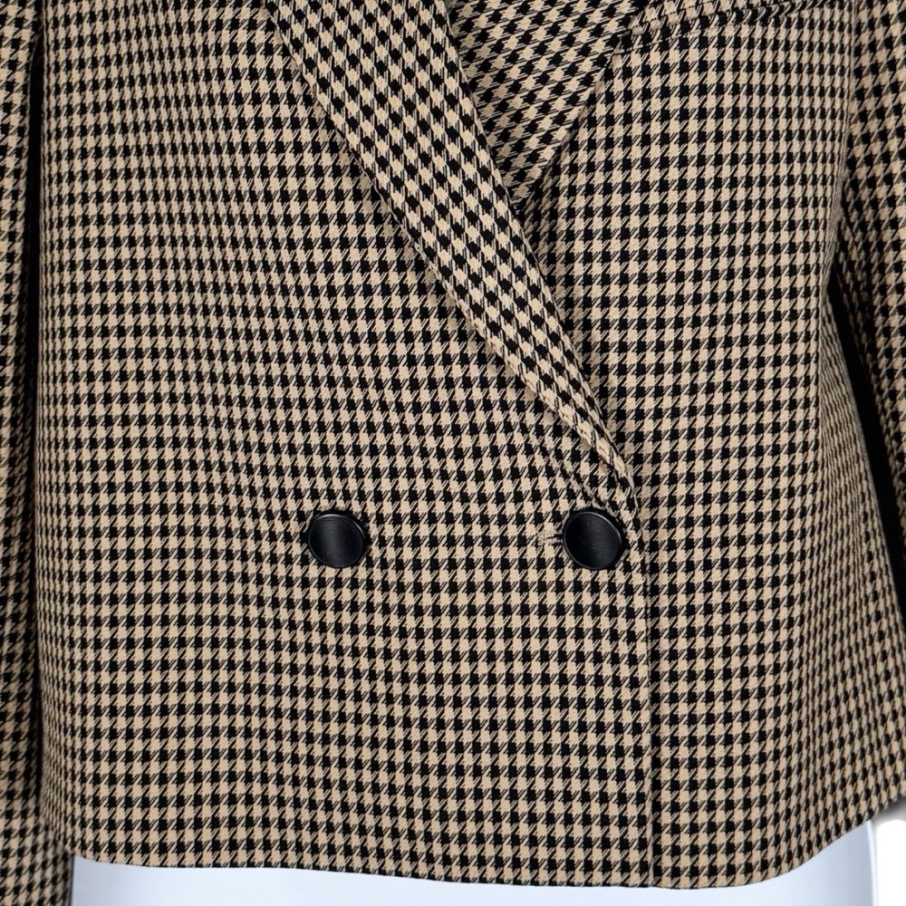 House of Harlow 1960 Womens Notched Lapel Houndstooth Blazer XS Tan Black Career - Picture 4 of 12